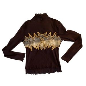 NWOT Y2K micro mesh snakeski Long Sleeve Top